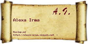Alexa Irma névjegykártya
